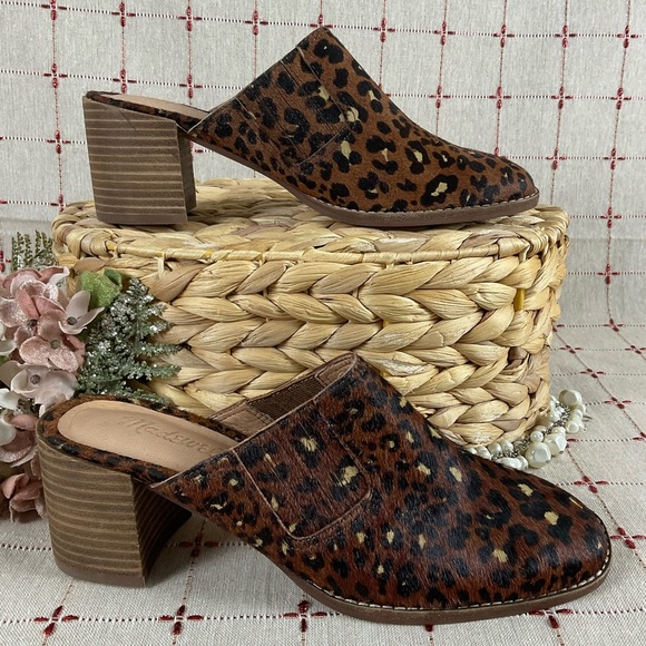 Madewell “The Carey” Mule Real Calf Hair Slip On Mules Sz 6 NWOB Leopard Print - Picture 8 of 8
